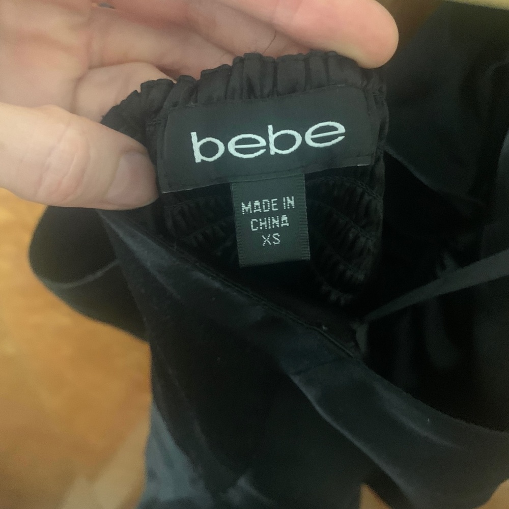 Bebe Black Silk Ruffled Mini Halter Dress XS - Picture 6 of 7